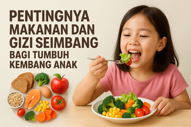 Anak makan sayuran dan makanan bergizi lainnya