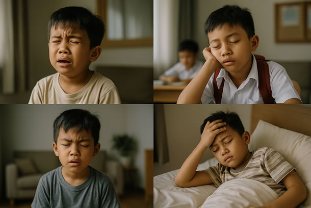 anak rewel, ngantuk di sekolah, gampang marah, mudah sakit