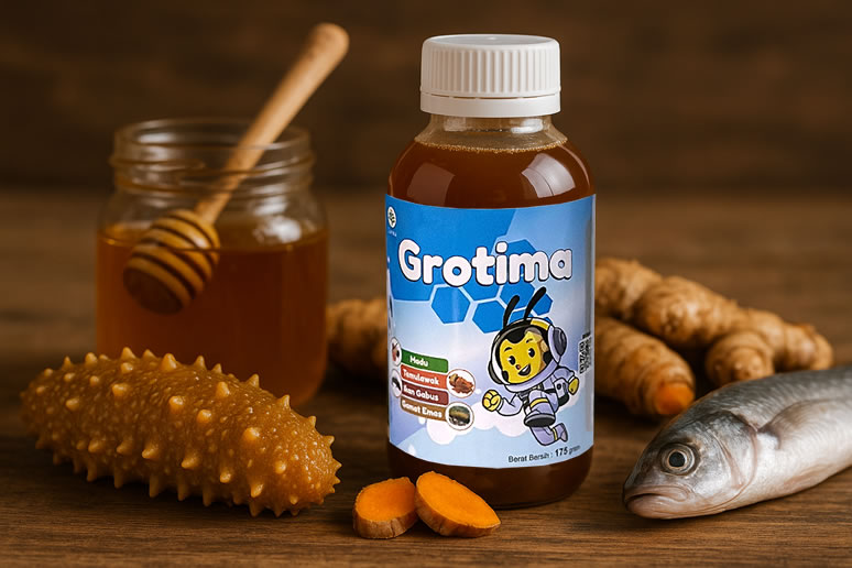 4 kandungan grotima, madu, temulawak, ikan gabus dan gamat emas