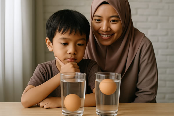 anak bereksperimen didampingi orang tua